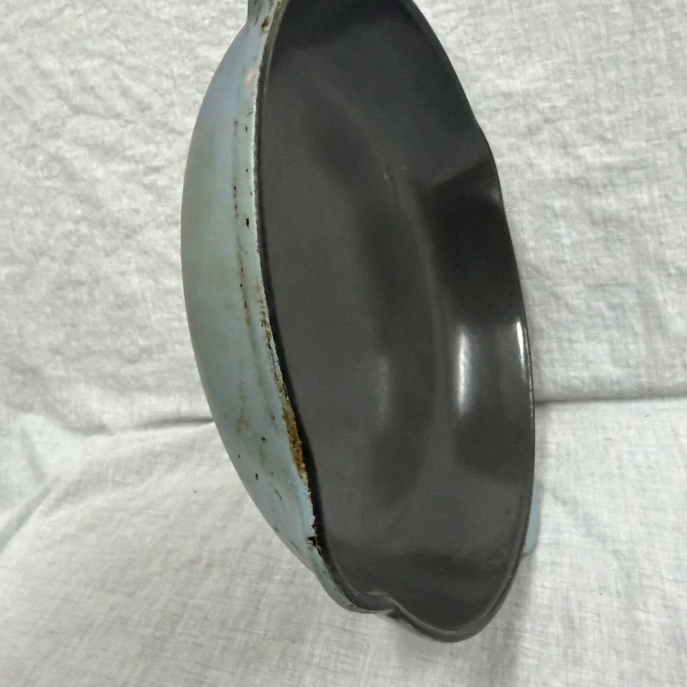 Le Creuset Blue Enameled Cast Iron Skillet 23 Frying Pan Made in France Vintage